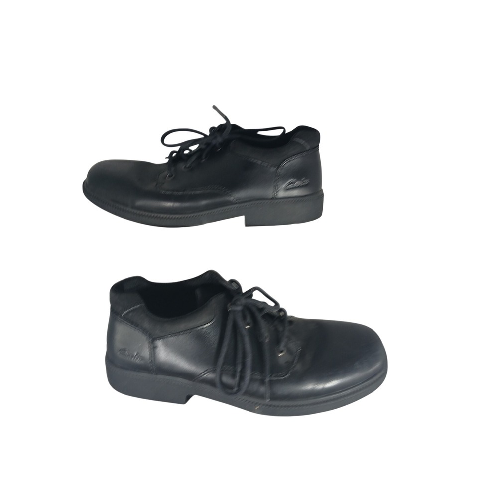 Clarks Boys 4.5 M/W Black Leather Lace Up Oxford Dress Shoes 64151 School Formal